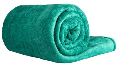 Clinotest XL Kuscheldecke flauschig 150x220cm - Kochfest ohne Einlaufen oder Fusseln - warme Wohndecke in Grün - auch als Sofadecke, Tagesdecke, Microthermaldecke, Fleecedecke nutzbar im Winter
