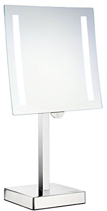 Smedbo Outline Rasierspiegel/Make-up-Spiegel mit LED-Batterie, Messing, Kupfer, Zinklegierung, poliertes Chrom, 5 Fach