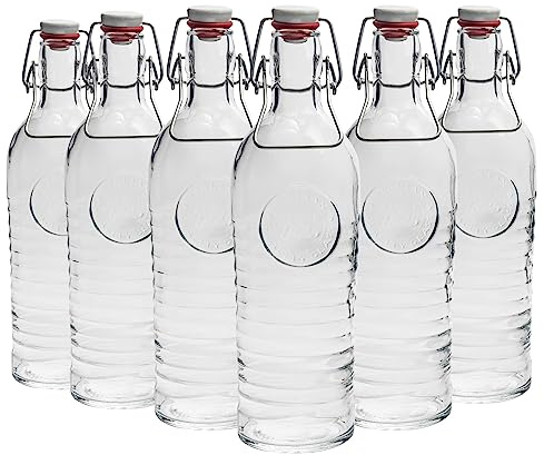 BORMIOLI ROCCO Officina 1825 Gourde 1,2 Litre-Lot de 6 sets de Table Motif Vintage Italian Bouteille d'eau