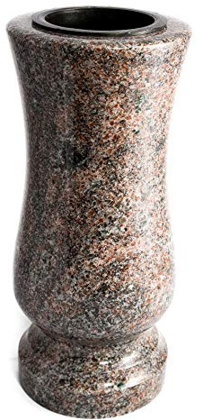 Afterglow Élégant vase funéraire en granit véritable, Paradiso, hauteur : 28 cm, diamètre : 12 cm, résistant aux intempéries et au gel, avec insert en plastique