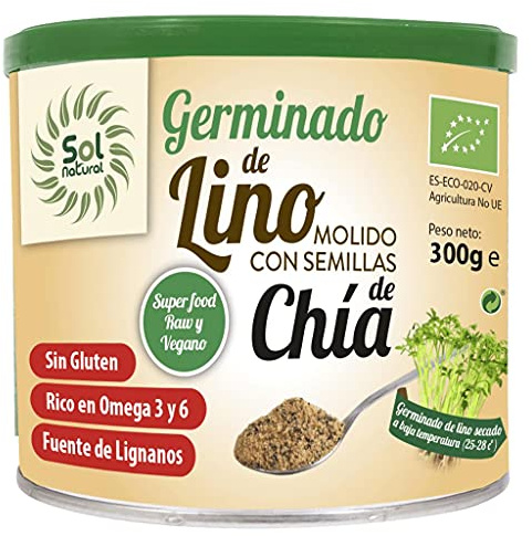 Sol Natural Germinado Bio Germinado de Lino molido con semillas de Chía, 300gr