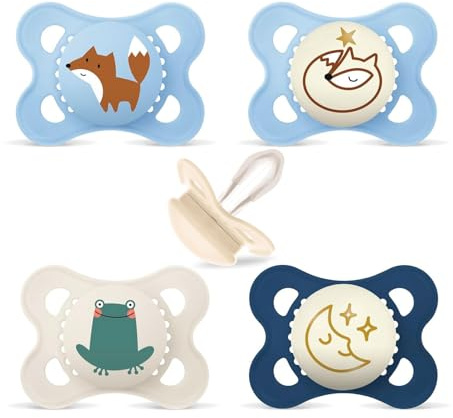 MAM Day & Night silicone pacifier 0-6 boy, set of 4 2 sterilized razor boxes.
