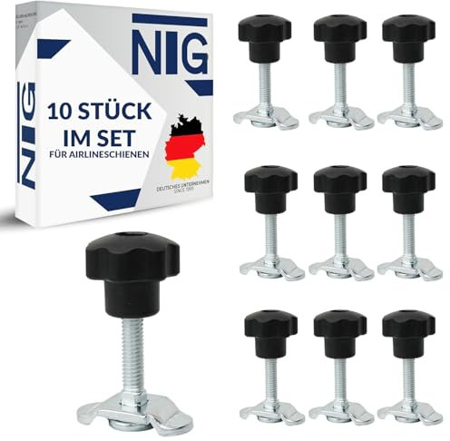 10 x Single Schraubfitting für Airlineschiene mit Sterngriff M8 x 45mm 500 daN Zurrschienen Endbeschlag 10 Stück