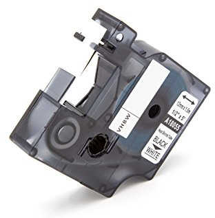 vhbw Schriftband-Kassette kompatibel mit Dymo Rhino 6000 | 5200, ILP 219, 4200 Etiketten-Drucker Schwarz auf Weiß, Schrumpfschlauch-Kassette, 12 mm