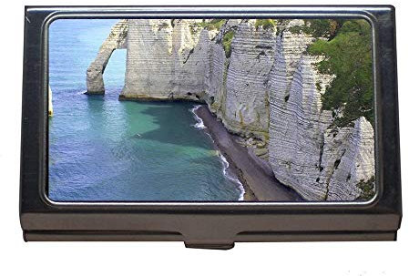 Visitenkartenetui für Visitenkartenetui Kreditkartenetui / -halter, ruhige Strandklippen, Kartenhalter aus Edelstahl (Silber 0229)