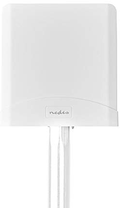 Nedis Antenna 5G, 4G, 3G, Ricezione Stabile del Segnale con Cavo LMR200 Lungo 2,5 m e una Sola Antenna, 698-5000 MHz, Adatta per Esterni, Bianca