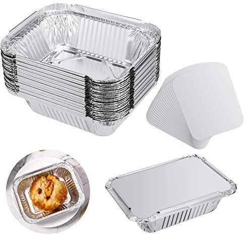 Foil Trays with Paper Lids,Pack of 30 |260ML Storage Capacity | Disposable Aluminum Food Containers for Baking,Freezing and Catering,Heavy Duty,Oven Safe and Recyclable