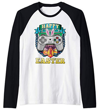 Happy Easter Bunny Boy Gamer Girl Video Game Controller Kids Raglan