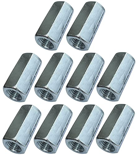 AERZETIX - C49603 - Satz von 10 - Überwurfmuttern Sechskant Verlängerte - M16x50mm - Verlängerungsmutter Verlängerung - metrisches Gewinde Kohlenstoffstahl
