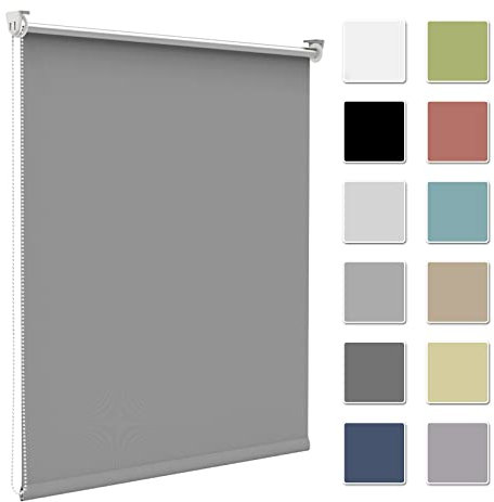 Verdunkelungsrollo Verdunklungsrollo ohne Bohren & mit Bohren,Rollo Verdunkelung Grau 90x130cm(Stoffbreite 85cm) für Fenster innen Wandmontage,Deckenmontage Fensterrollo Seitenzugrollo Klemmrollo