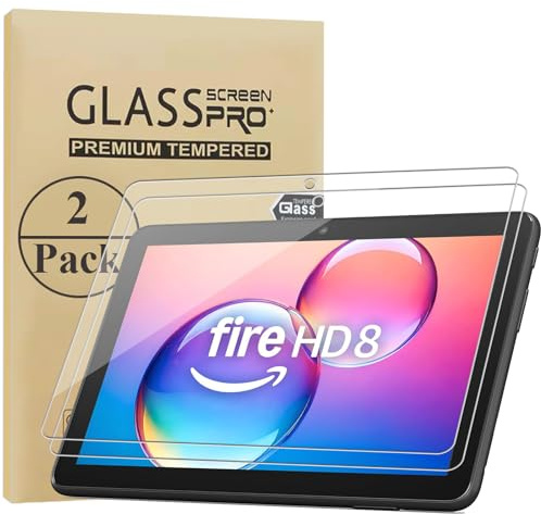 HunDun 2 Pack Screen Protector for 8 HD Display Tablet(2024), 9H Hardness Tempered Glass Film