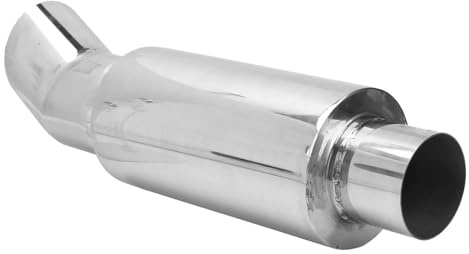 Silencieux D'échappement, 63mm Silencieux D'échappement en Acier Inoxydable pour Style DTM Argent Droit à Ton Profond Universel pour Voiture