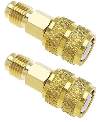 VGOL 2 Stück R410A gerade Schwenkadapter 1/4 Zoll männlich SAE auf 5/16 Zoll weiblich SAE Messing Mini Split Adapter Schnellkupplungen für Split System Klimaanlagen