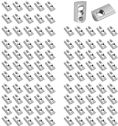 GETLITOOL 100PCS Écrous Coulissants avec Boule Écrous à Encoches avec Centrage Boule M6 EU3030 3060 Rainure 8 Pivotante Écrou Marteau Acier Galvanisé pour Profilés Aluminium Euro-Standard 3030 3060