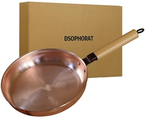 Cooking Pot Copper Skillet Copper Pan Long Handle Copper Pan Handmade Copper Pan Single Handle Copper Pan Pure Copper Pan nonstick pan (Color : A-Gas Stove)