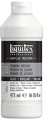 Liquitex 8870516 Professional Gieß- und Pouringmedium, wasserfest, nicht-vergilbend, flexibel, erhöht den Farbfluss - Gießmedium für Acrylfarben 473ml Flasche