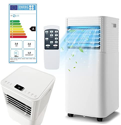 RELAX4LIFE Condizionatore Portatile 9000 BTU/H,4 in 1 Ventilatore con Deumidificatore, Telecomando, Raffreddamento, e Modalità Sleep, 24H TimerBlocco Bambini e Timer,per 88m³(33㎡)