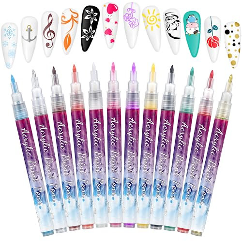 12 Farben Nail Art Pen 3D Nagelkunststift Set,Schönheit,Schmuck,Maniküre Werkzeuge,Graffiti Punktierungsstift, Zeichnen,Malen,Liner,Nagelkunststift DIY Linie Nagelkunst Graffiti.