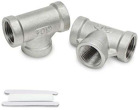 Bwintech 2 Stück 3/8 Innengewinde BSP 3 Wege Verbinder 304 Edelstahl Tee Innengewinde Rohrverschraubungen