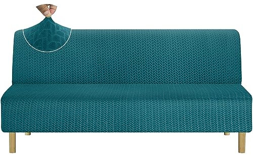 Granbest Verdickte Hohe Dehnung Armlose Futonbezug,Neue Muster Weiche Futon Abdeckung für Faltendes Schlafsofa Anti-Rutsch Sofabezug ohne Armlehne(Futon,Schwarz-grün