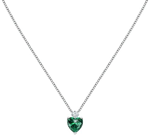 Morellato Collana Donna in Argento 925‰, Zircone, Collezione Tesori, Cuore Verde - SAIW160