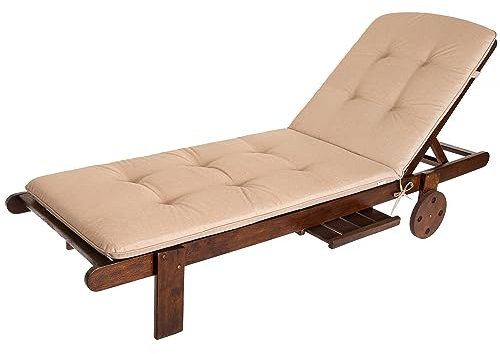 PillowPrim Sitzkissen für Sonnenliege - Stuhlkissen - Für Garten, Terrassen und Balkonliebhaber - Komfort im Freien - Beige, 185 x 60 x 6 cm