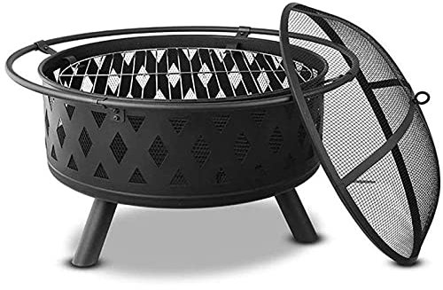 Trädgårdsspis - Trädgårdskamin, Eldstad, Stålgaller, Uteplatsspis - Utomhusvärmare med svart diameter Vedspis Brazier