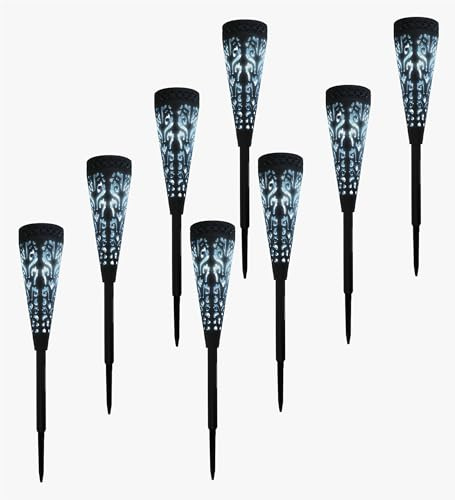 Bestfor Buying LED Solar Powered Cone Shaped Garden Waterproof Stake Light for Outdoor Dacor for Use in Gardens, Lawns, Drives 8 Pack