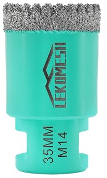 Diamond Tile Core Drill Bit - 35mm Tile Hole Saw Cutter for Porcelain Ceramic Granite Marble Stone, LEKOMESH, M14 Thread