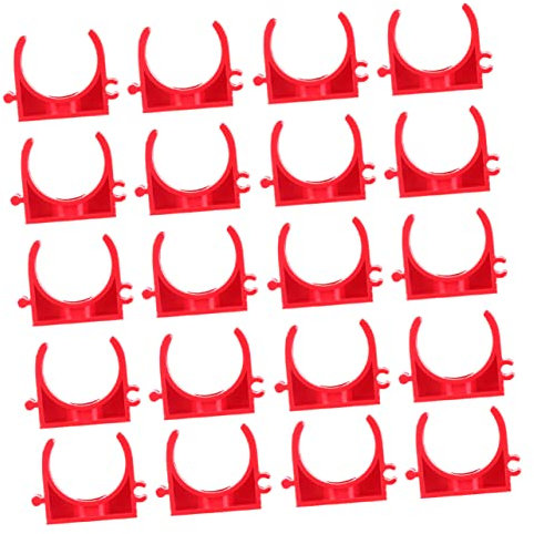 UPKOCH PVC Water Clamps Clips for Tubing and Hoses U-Shaped Pipe Clip Holders 20mm Red 100pcs Suitable for Water Pipe Fixing and Outdoor Plumbing