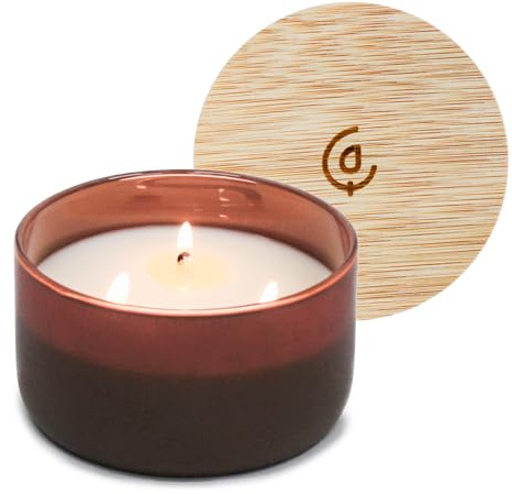 Calyan Wax Co. Mahogany & Cashmere 3 Wick Scented Candle - 30 Hour Burn - Luxury 3 Wick Soy Candles - Non Toxic Soy Wax Candles - Long Lasting Large Glass Jar Candle for Home - 8oz