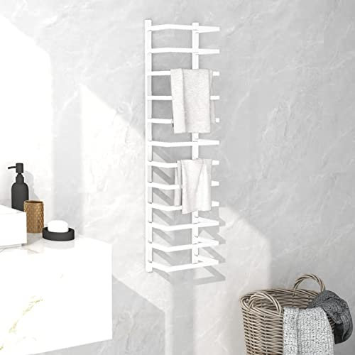 ZEYUAN Handtuchständer Weiß 24x12x96 cm Stahl, Handtuchhalter, Handtuchleiter, Towel Holder, Garderobenleiste, Handtuchtrockner, Badetuchhalter, Handtuch Ständer