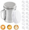 Powder Shaker Stainless Steel Chocolate Powder with Fine Mesh Sieve Sifter Icing Sugar Duster with Handle and Lid with 16 Moulds for Cappuccino Cocoa Creams Coffee Spice