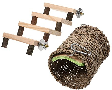 HAPINARY 1satz Holzleiter Und Warmes Nest Für Hamster Aus Holz Für Kleintiere Wie Meerschweinchen Und Ratten Gemütlicher Rückzugsort Für Und