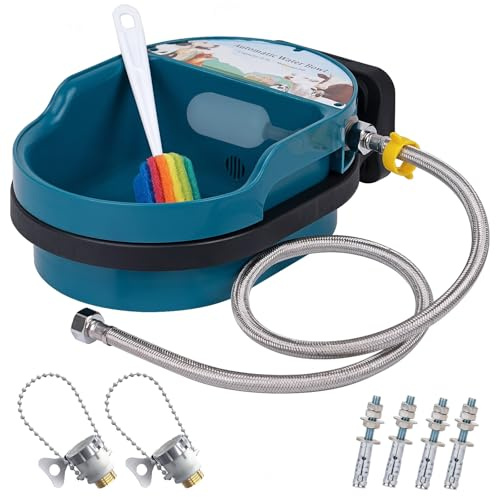 BREUAILY 4 In 1 Automatische Tränkebecken aus Kunststoff Automatische Wassertrog mit Halterungen und Schwimmerventil Tränkebecken für Rinder Pferde Schweine Schafe Hunde