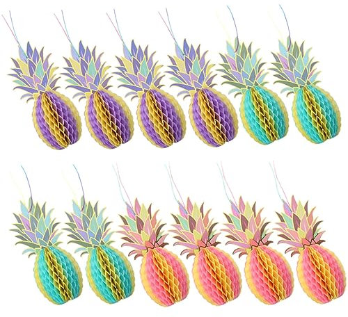 WHAMVOX 12stücke Hängende Ornamente in Ananasform Für Hawaii Tischdeko Tropische Partydekor Hängende Waben-ornamente Farbenfrohe Heim-dekoration