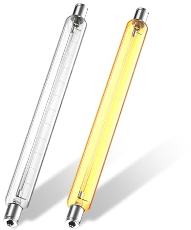 BrightArk 2 Pack S15 Striplight 240V 60W 284MM Clear Bulb, Warm White 2200K S15 Strip Tube Light Bulb 60W Shaver Bulb, Bathroom Strip Light Bulb