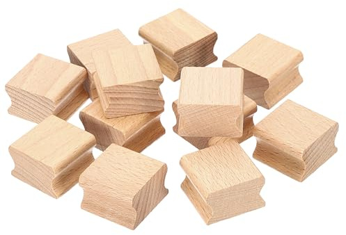 PATIKIL 30x30mm Montature in Legno per Timbri Vuote, 12pz Manico in Gomma Timbri in Legno Blocco Legno Duro per Creazione Timbri Fai Da Te Stile 2, Marrone