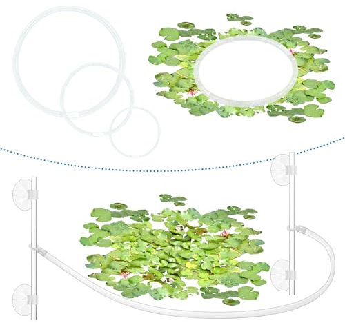 Aquarium Floating Plant Corral with Fish Feeding Ring, Floating Plant Fence for Aquarium Accessories, Separates Floating Plants, Auto-Adjusts Height with Water Level, Suitable for All Aquariums.