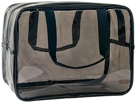 TotePrint Schwarz wasserdichte Vinyl-Handtasche Make-up Wasserdicht Schulter Tote Bag 11.8'' ×5.12'' ×8.26'' (Schwarz)