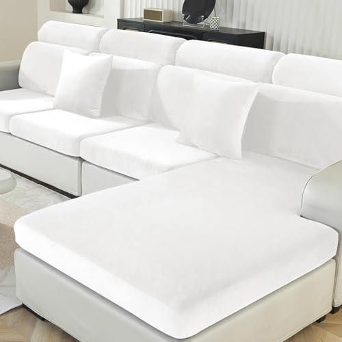 Ystyle Sofa Sitzkissenbezug Stretch, Elastischer Samt Sofa Sitzbezug rutschfest, Universal Sofaschoner Sitzfläche Waschbare, Sofakissen Bezug Wohnzimmer Couch Cover (1 Sitzer*2, Weiß)
