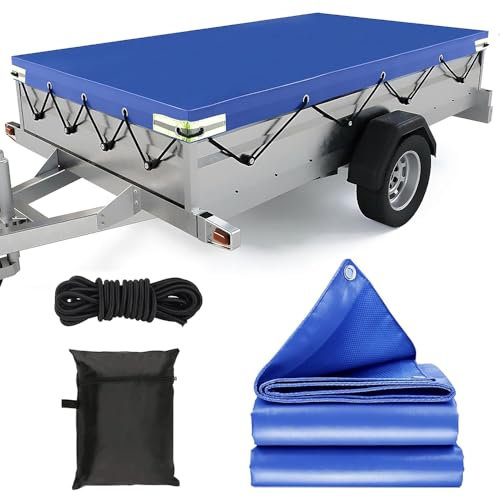 Telone per Rimorchio, Afenau 210x115x10cm Telo per Rimorchio Auto con 8M Corda, 420D Oxford, Telone Copri Rimorchio, Telone Piatto Impermeabile per Auto e Rimorchi