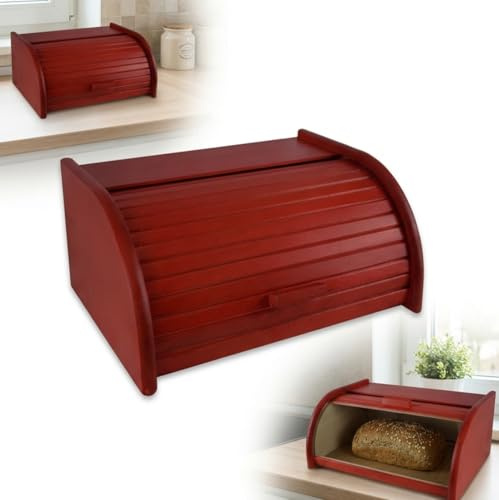 PEEWIT Holzbrot Groß Rot Brotkasten Brotkasten 40x29x18 Centrometer