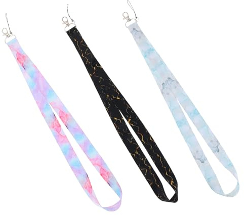 SHINEOFI Cordons pour Téléphone Portable Détachables Marbrés 3 Pièces en Acier Inoxydable et Polyester, Décoratifs et Faciles à Transporter pour Clés et Paquet, pour Plusieurs styles