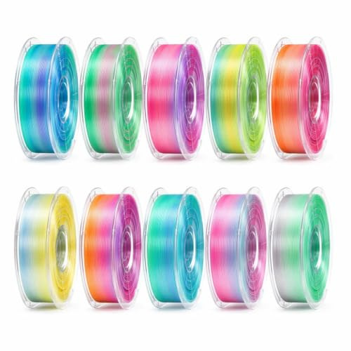 YUANEANG Silk Rainbow PLA - Filament pour imprimante 3D, 10 kg, 1,75 mm, changement rapide de couleur, PLA, bobine de 10 kg, pack de filaments dégradés pour la plupart des imprimantes 3D FDM