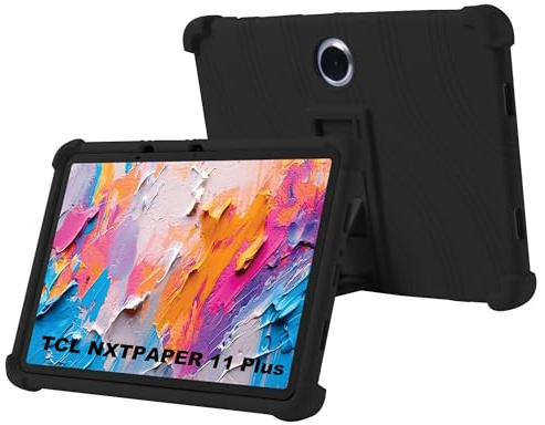 zZjoOoj Hülle für TCL NXTPAPER 11 Plus 11.5 Zoll Tablette Case,Soft Schutzhülle Liquid Silicone Tablette Cover,Hochwertiges Silikon Premium TPU hülle mit Standfunktion - Schwarz