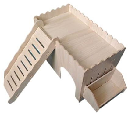 perfk Maison en Bois pour Cochon d'Inde, cachette pour Lapins, château Facile à Assembler, Grande cachette intérieure Robuste pour gerbilles se cachant