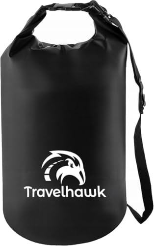 TravelHawk Dry Bag 20L - Wasserdichter Rucksack mit Verstellbarer Schultergurt, Wet Bag, Seesack für Schwimmen, Bootfahren, Kajak, Angeln Wassensport, Strandtasche, Wassersack, Schwimmtasche