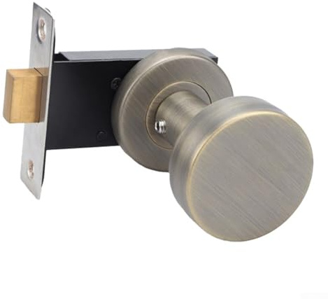Serrure de porte invisible à un côté en acier inoxydable 304 sans clé avec poignée intérieure ronde, sécurité anti-effraction pour chambre à coucher, bureau, cuisine, balcon ou intérieur (bronze)