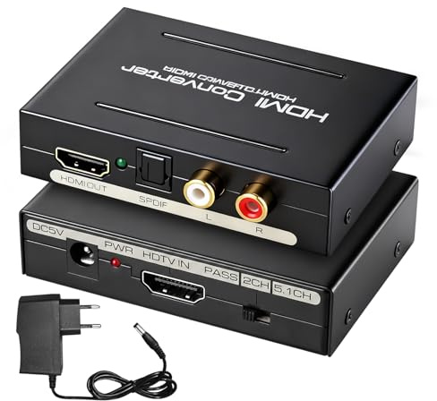 HDMI Audio Extractor, HDMI Audio Splitter 192KHz DAC Trasduttore Metallo ARC Estrattore 4K@30Hz Supporto ARC Adattatore Convertitore per Home Cinema e Conferenza, Nero